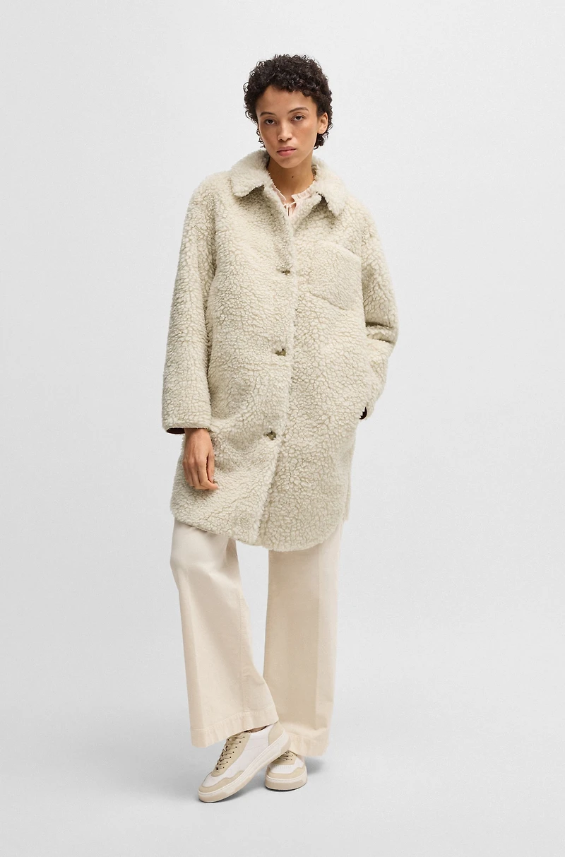 Faux-fur coat with chest pocket