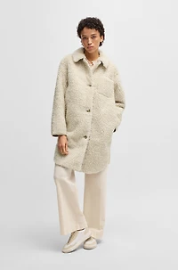 Faux-fur coat with chest pocket