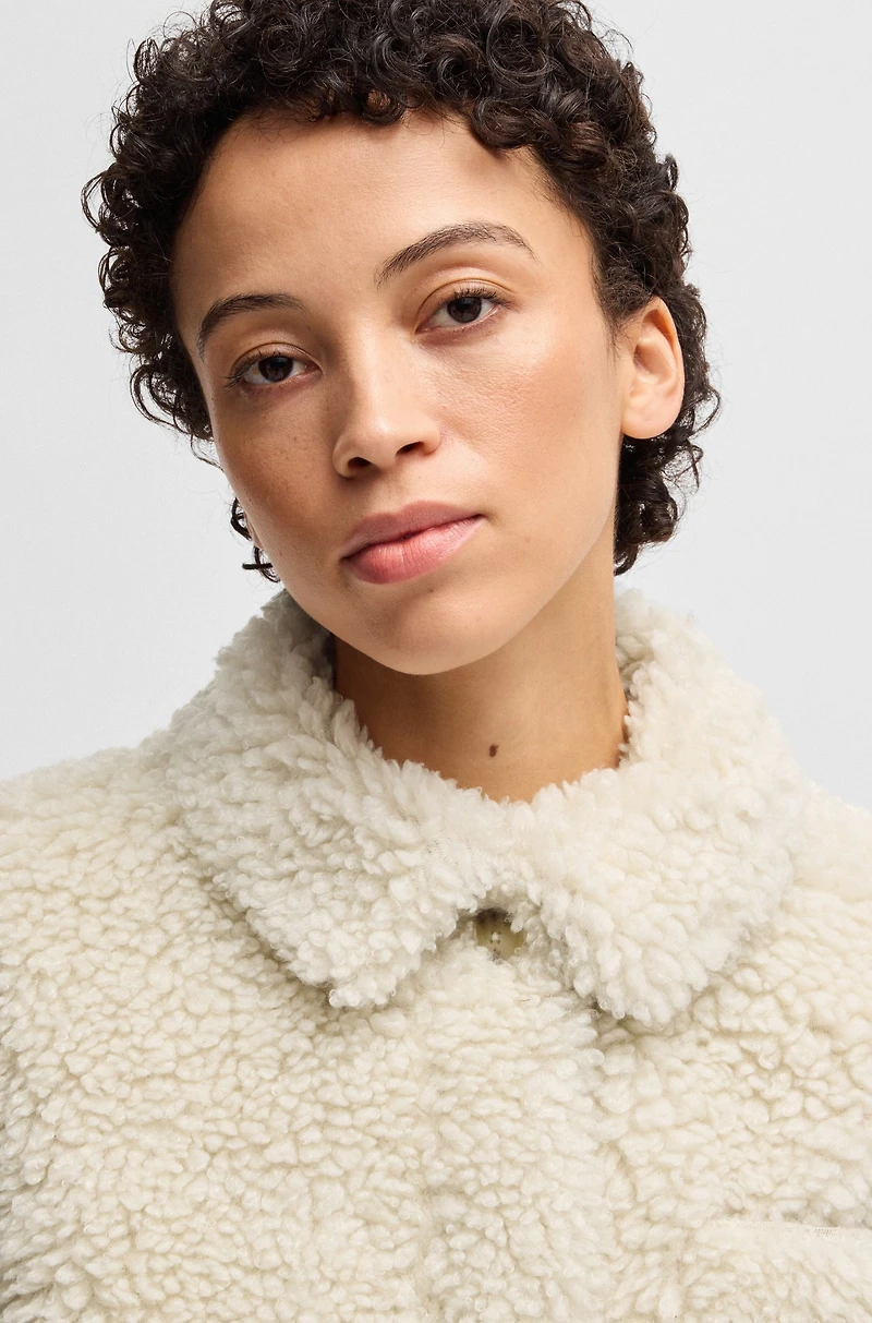 Faux-fur coat with chest pocket