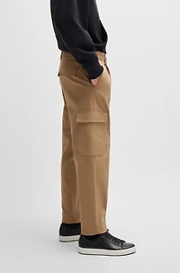 Slim-fit cargo trousers herringbone stretch cotton