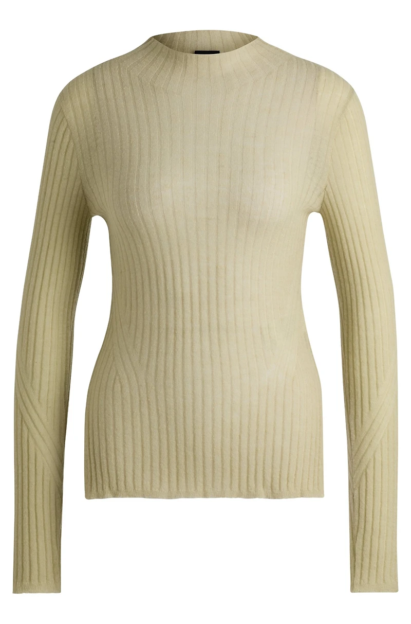 Wool-blend slim-fit sweater with side slits