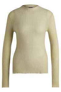 Wool-blend slim-fit sweater with side slits