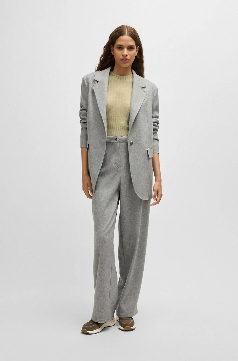 Wool-blend slim-fit sweater with side slits