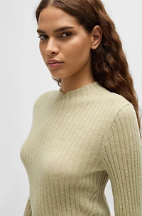 Wool-blend slim-fit sweater with side slits