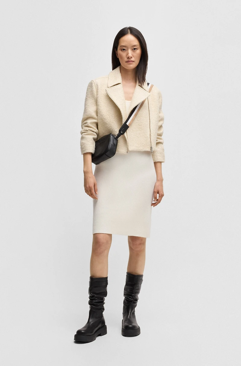 Slim-fit dress ribbed stretch fabric