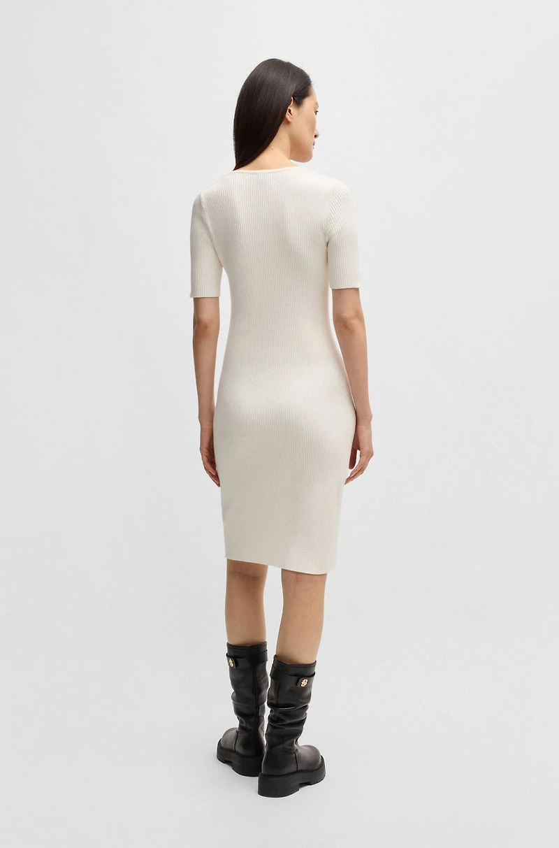 Slim-fit dress ribbed stretch fabric