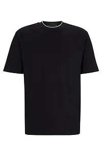Interlock-cotton relaxed-fit T-shirt with logo collar