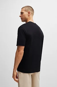 Interlock-cotton relaxed-fit T-shirt with logo collar