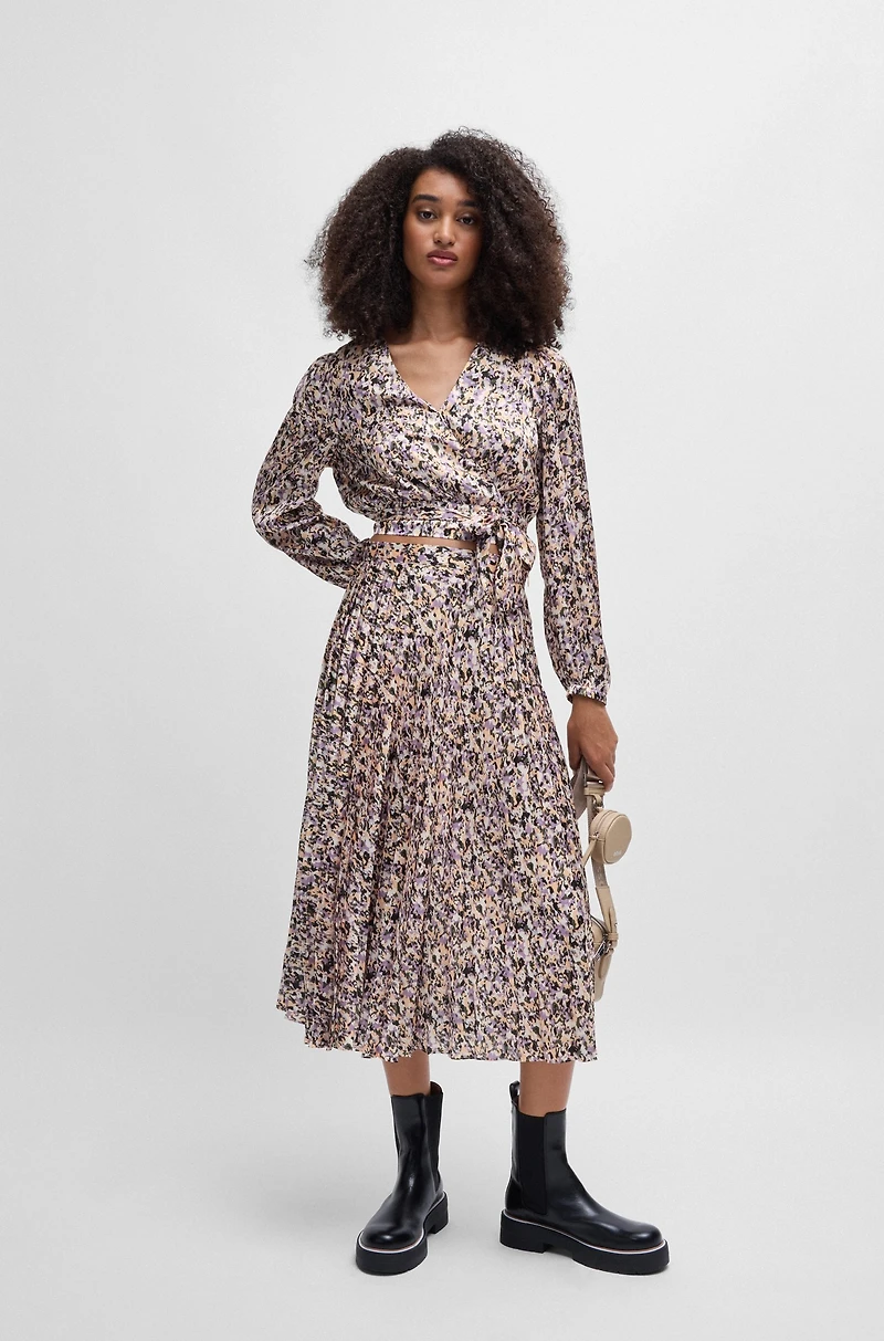 Slim-fit blouse printed satin twill