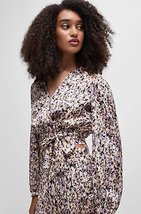 Slim-fit blouse printed satin twill