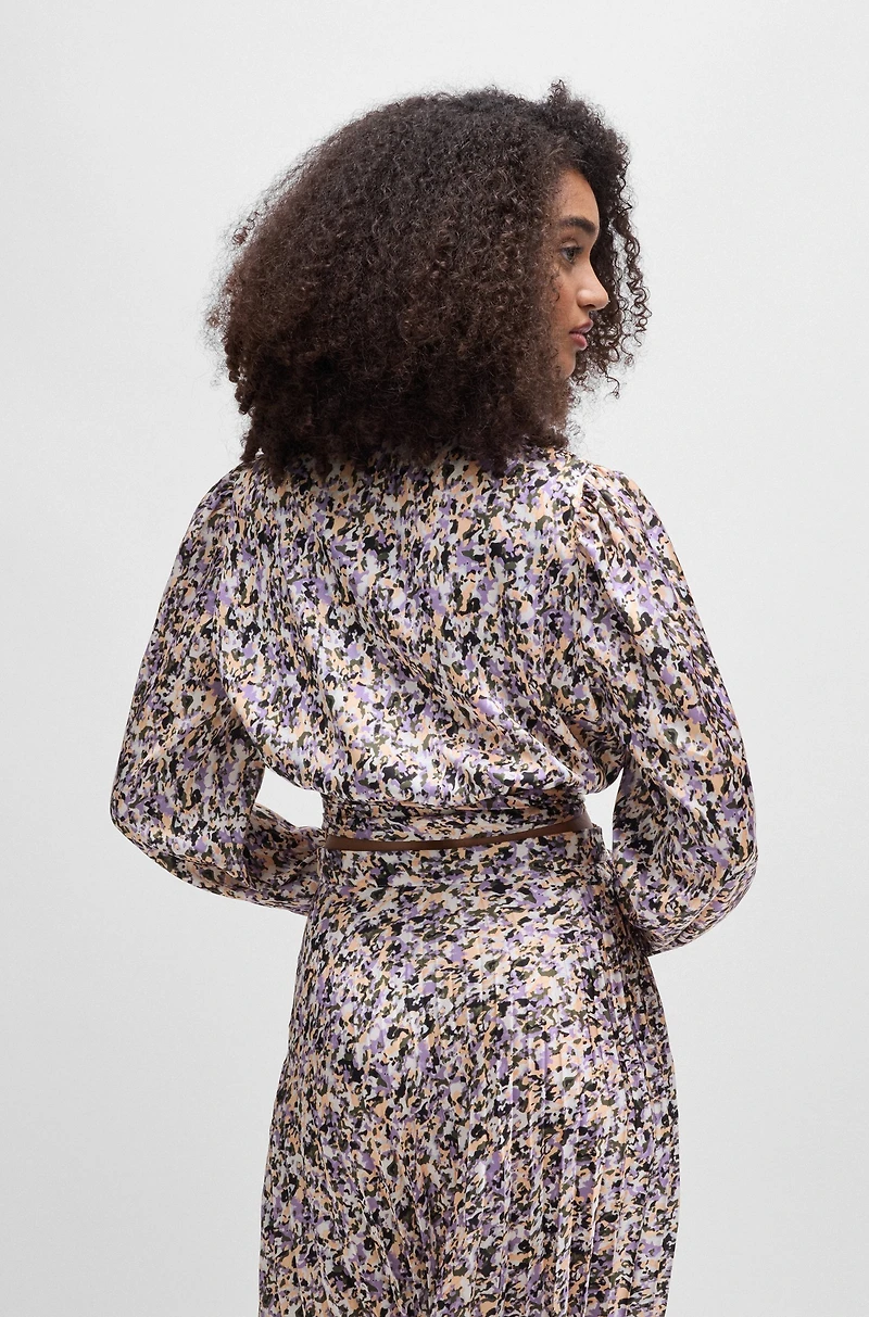 Slim-fit blouse printed satin twill