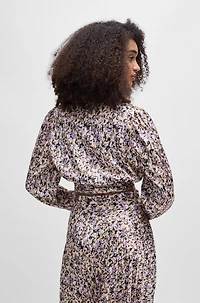 Slim-fit blouse printed satin twill