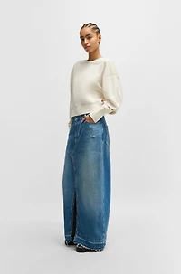 Embellished sweatshirt cotton terry with ribbed trims