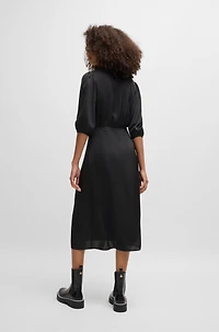 Wrap-front dress hammered satin