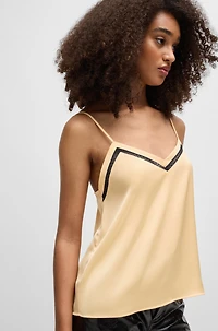 Hammered-satin camisole with lace insert
