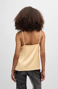 Hammered-satin camisole with lace insert