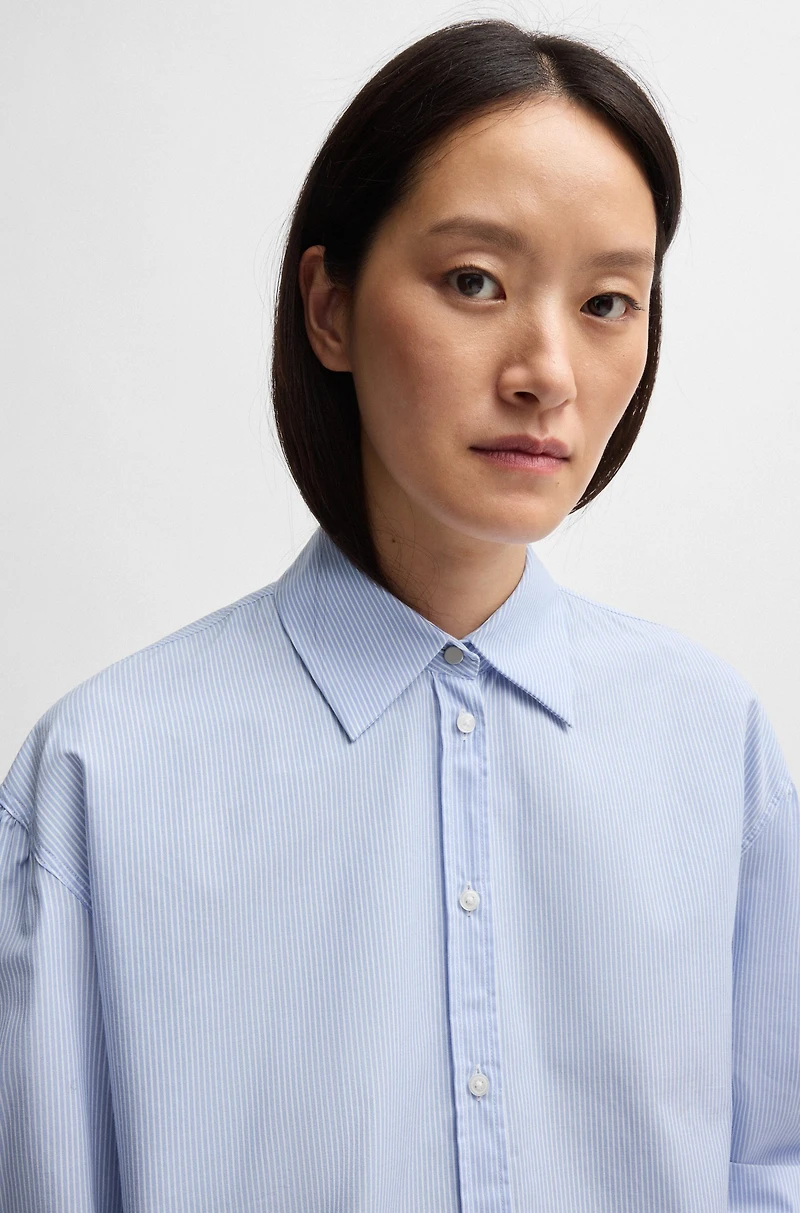 Regular-fit blouse striped cotton poplin