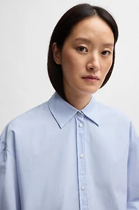 Regular-fit blouse striped cotton poplin