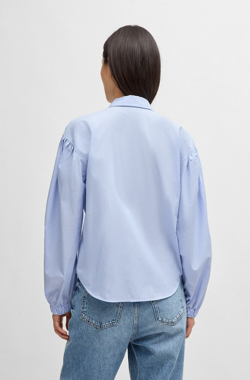 Regular-fit blouse striped cotton poplin