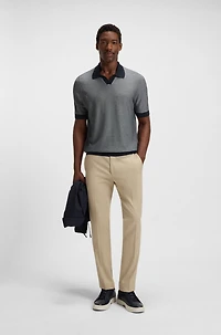 Silk-cotton sweater with Johnny collar regular fit