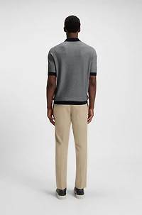 Silk-cotton sweater with Johnny collar regular fit