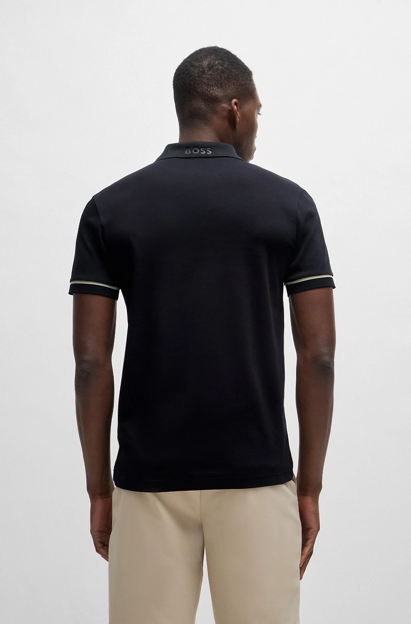 Interlock-cotton slim-fit polo shirt with contrast trims