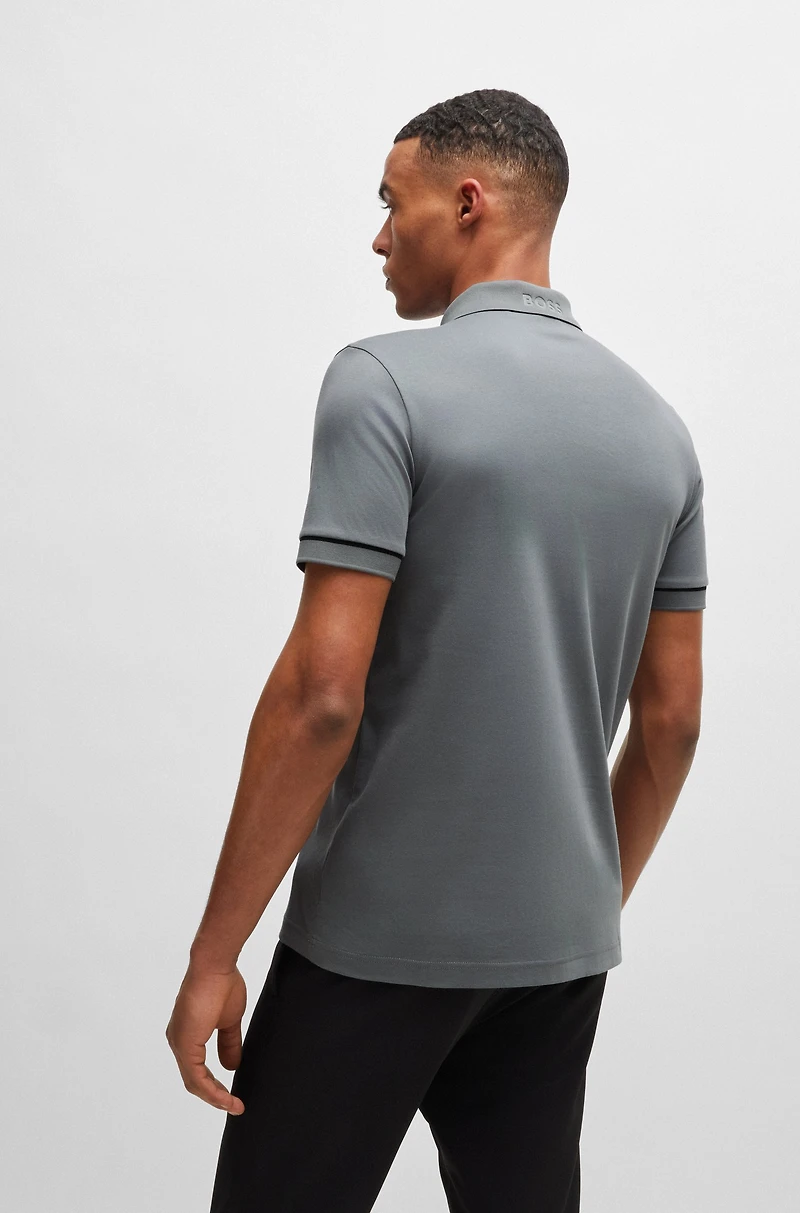 Interlock-cotton slim-fit polo shirt with contrast trims