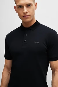 Interlock-cotton slim-fit polo shirt with contrast trims