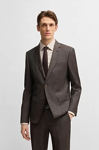 Slim-fit suit micro-patterned stretch virgin wool