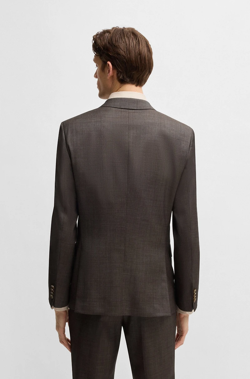 Slim-fit suit micro-patterned stretch virgin wool