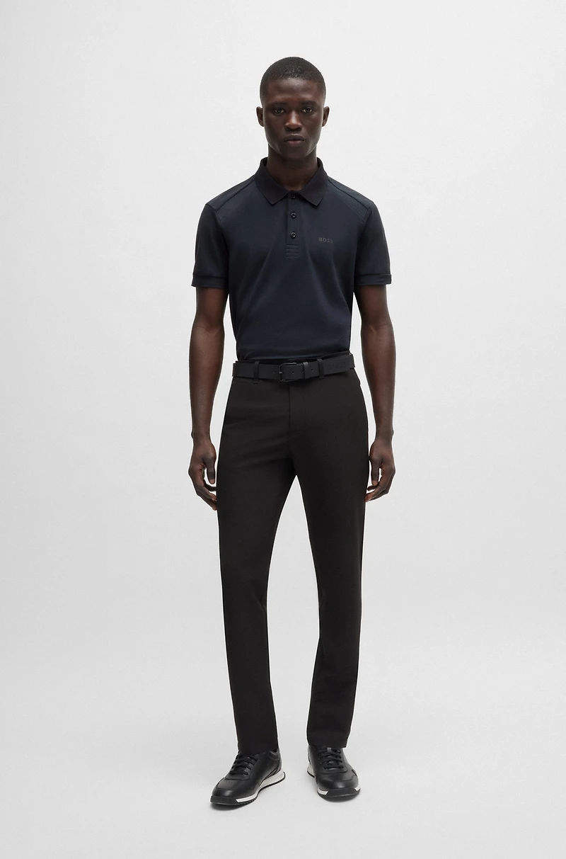 Stretch-cotton polo shirt with striped tape inserts