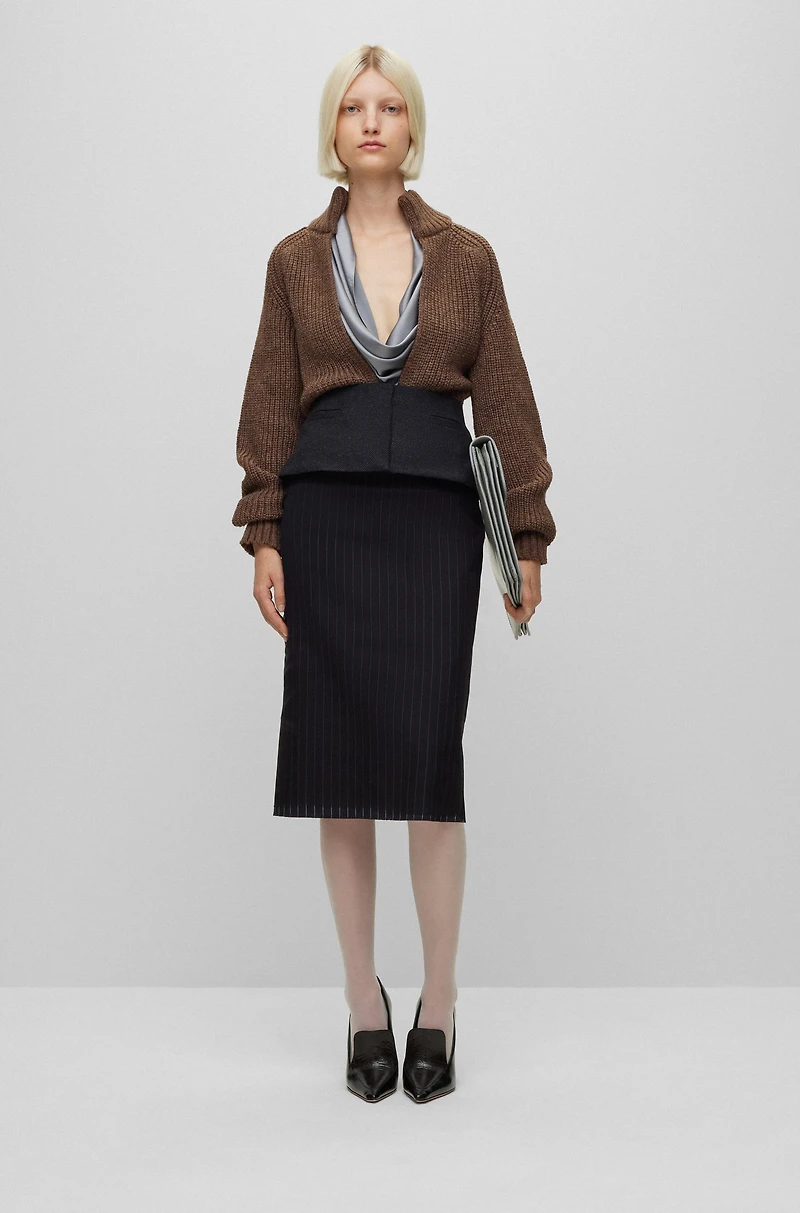 V-neck sweater a wool and silk blend
