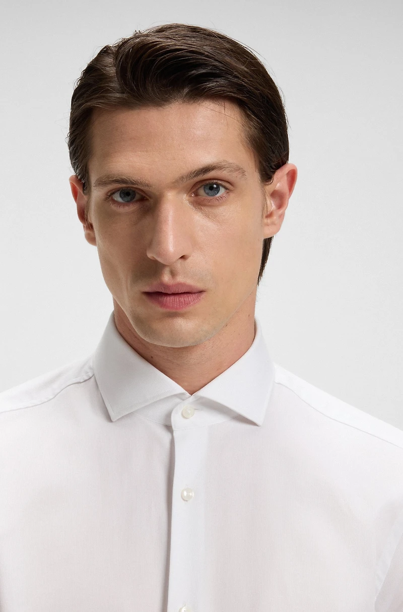 Slim-fit shirt easy-iron stretch-cotton dobby