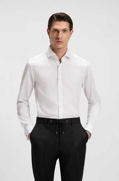 Slim-fit shirt easy-iron stretch-cotton dobby
