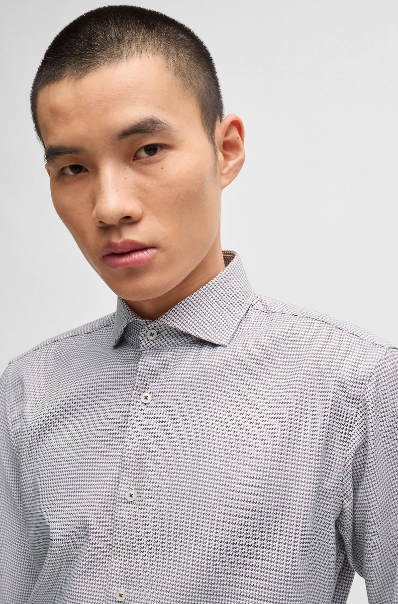 Regular-fit shirt structured cotton twill
