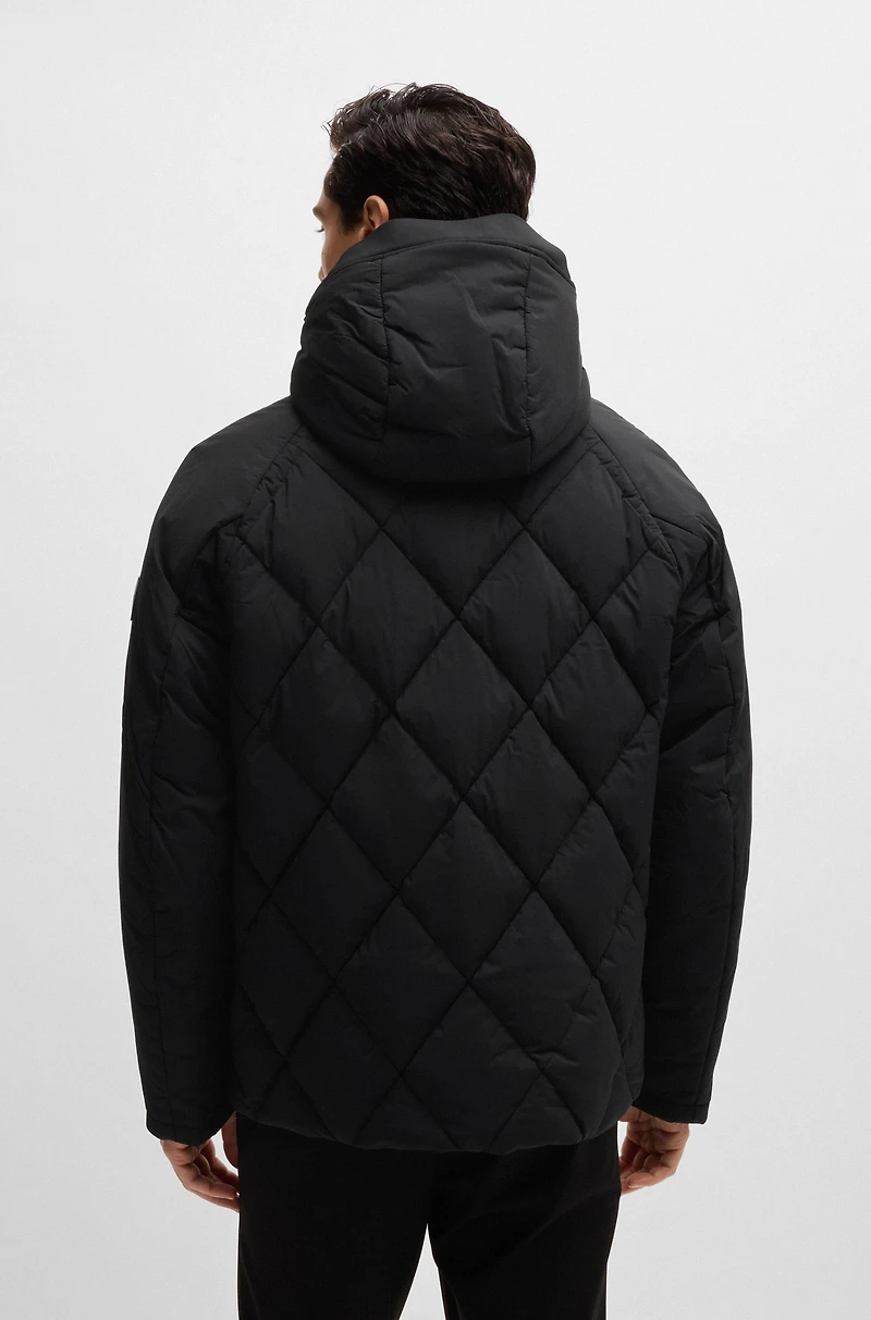 Down jacket comfort-stretch ripstop with hooded collar