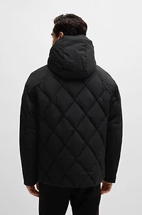 Down jacket comfort-stretch ripstop with hooded collar