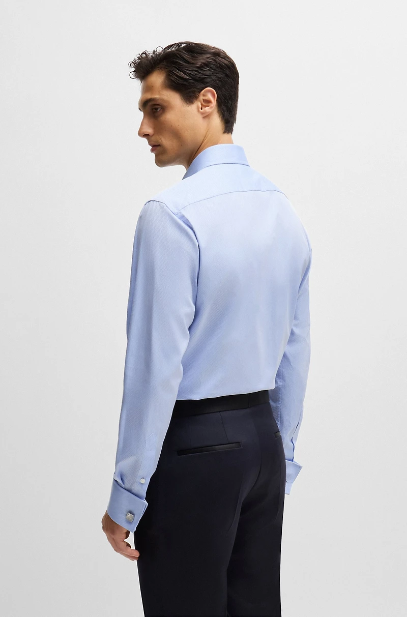Regular-fit shirt structured cotton with double cuffs