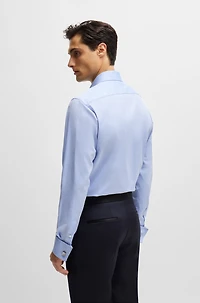 Regular-fit shirt structured cotton with double cuffs