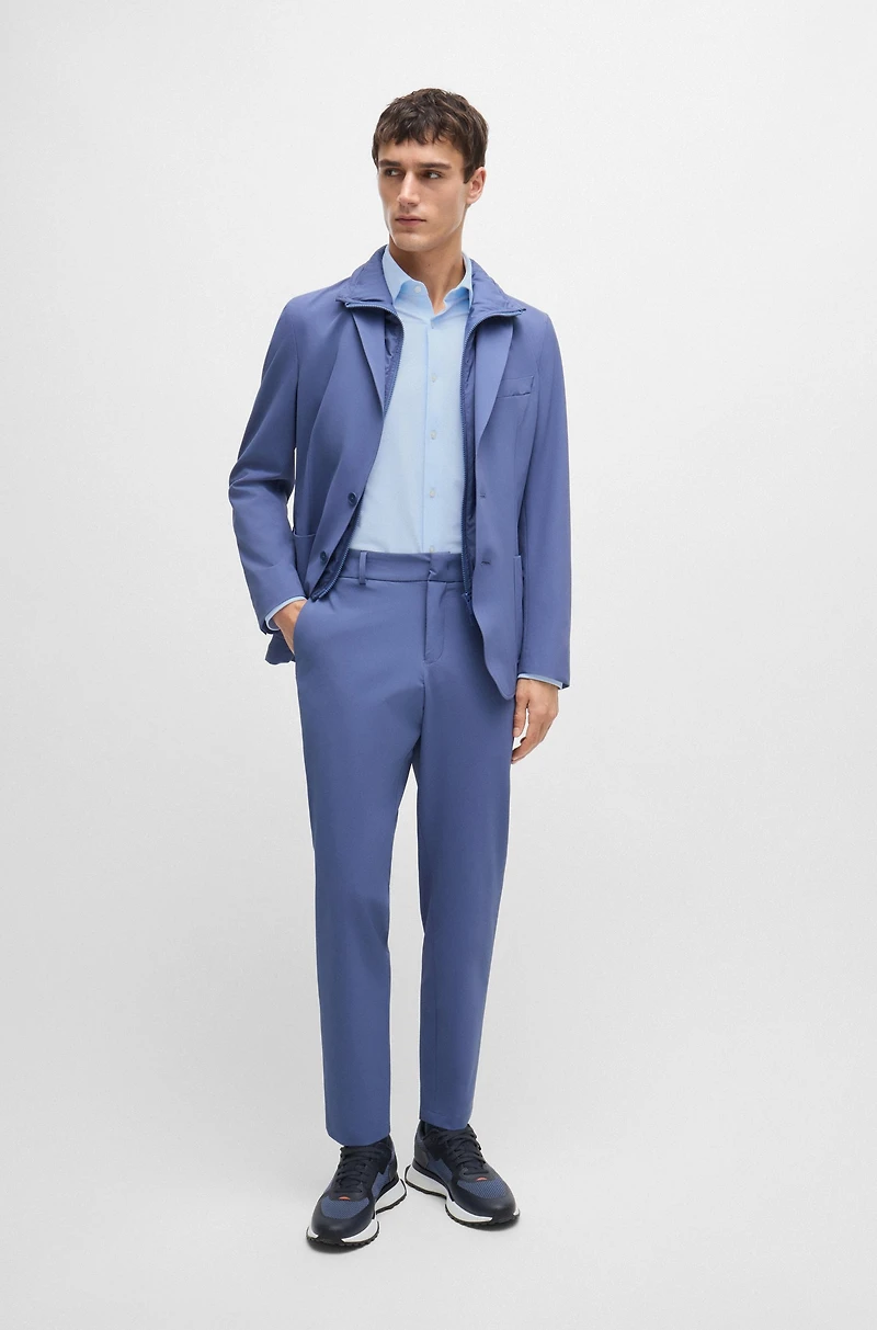 Slim-fit shirt structured performance-stretch material