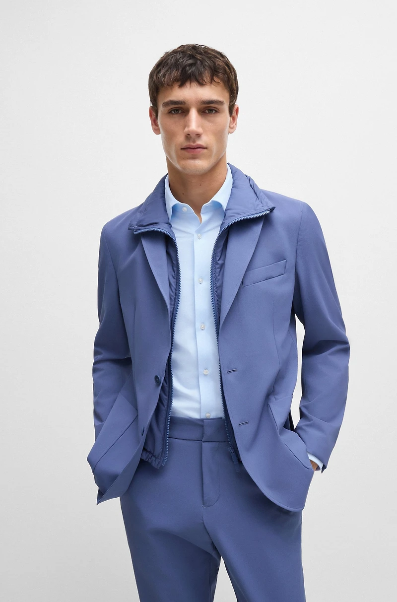 Slim-fit shirt structured performance-stretch material