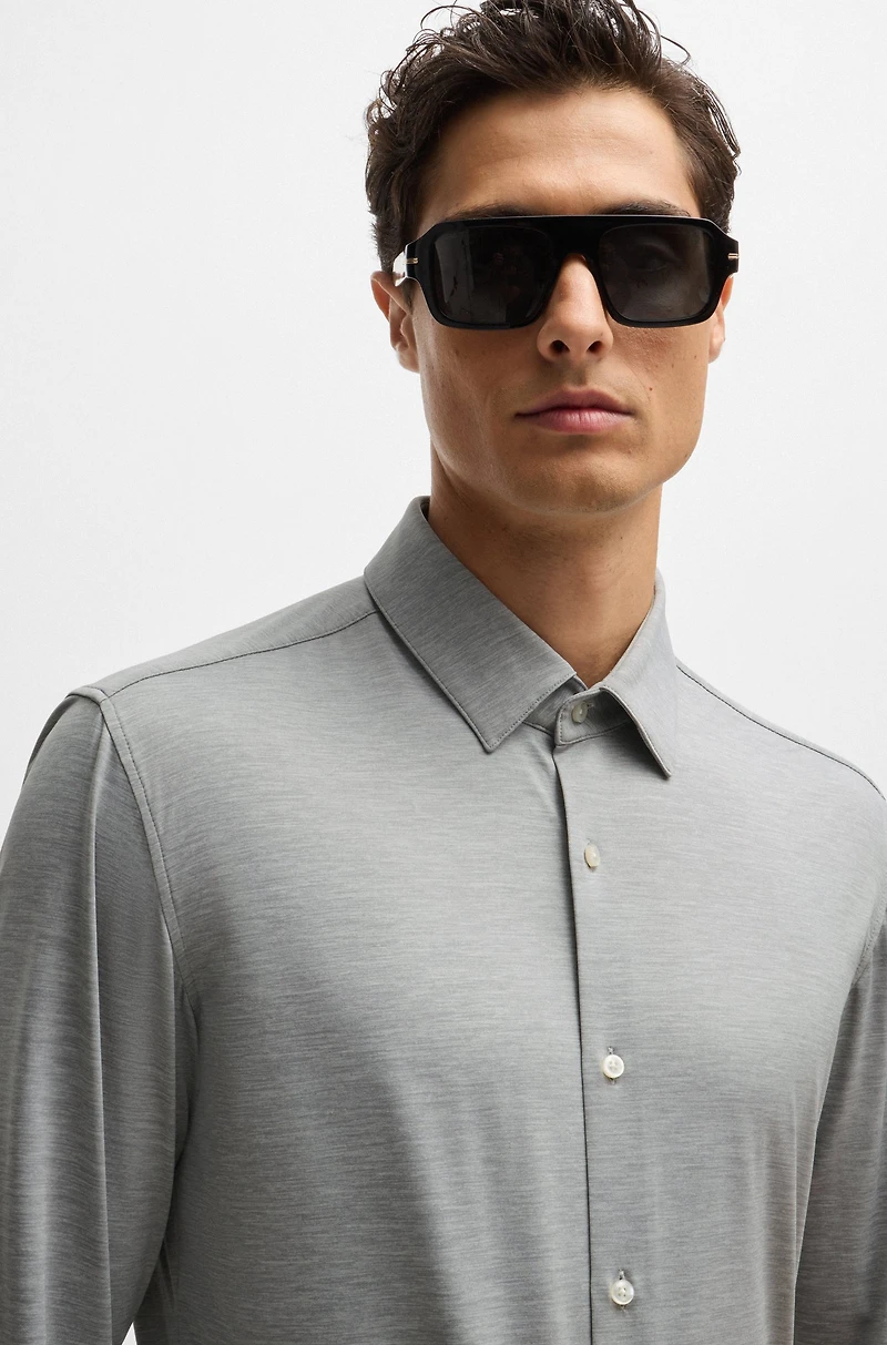 Slim-fit shirt melange performance-stretch jersey