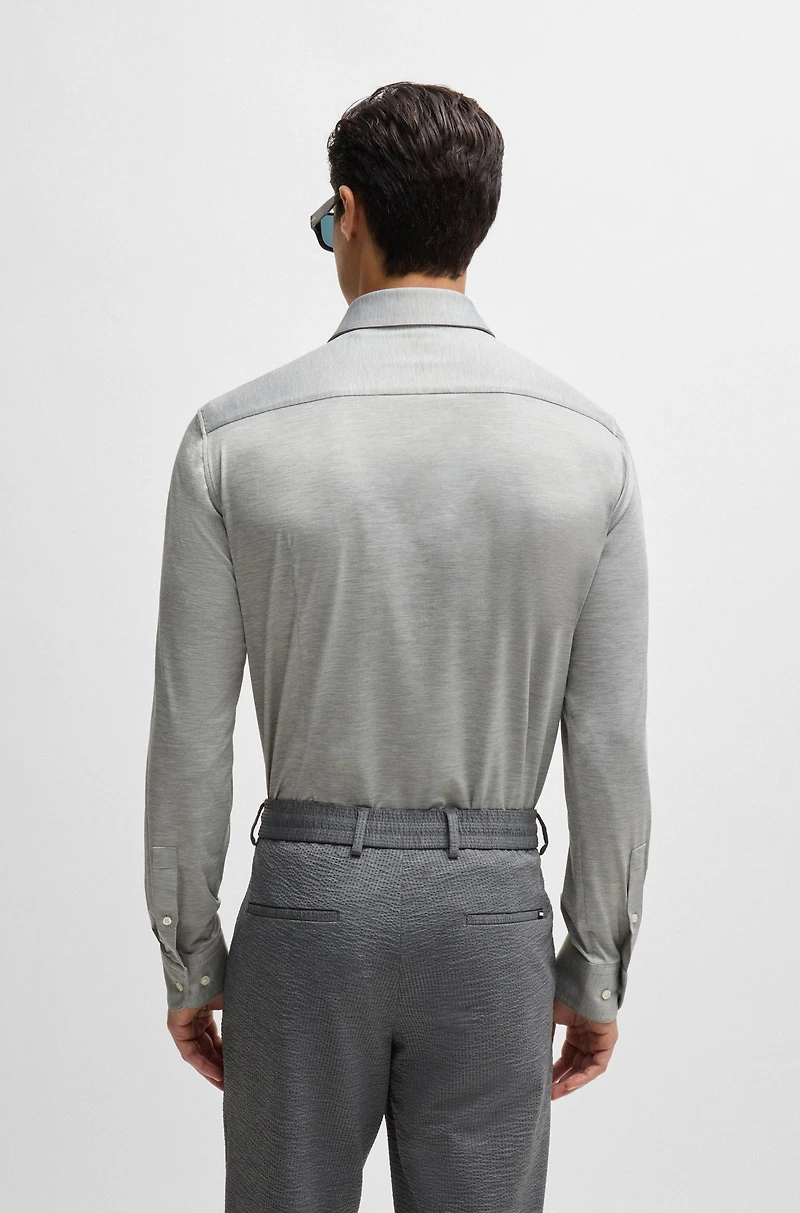 Slim-fit shirt melange performance-stretch jersey