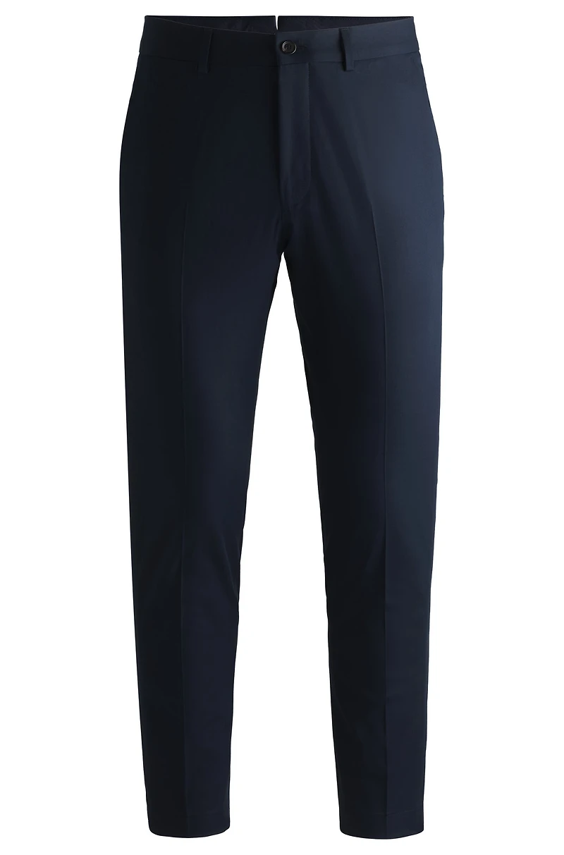 Slim-fit trousers stretch cotton with silk