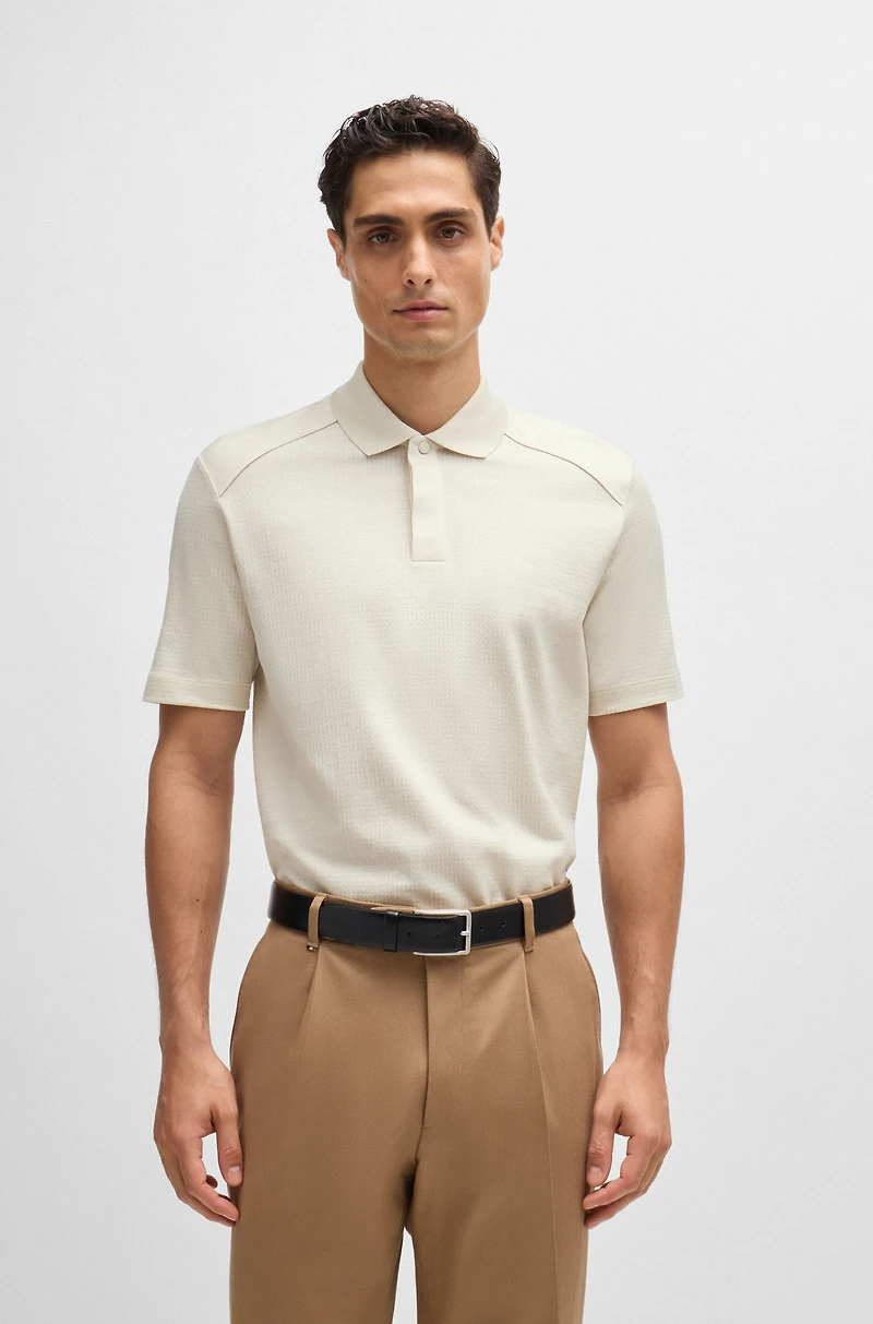 Mercerized-cotton polo shirt with ripstop structure