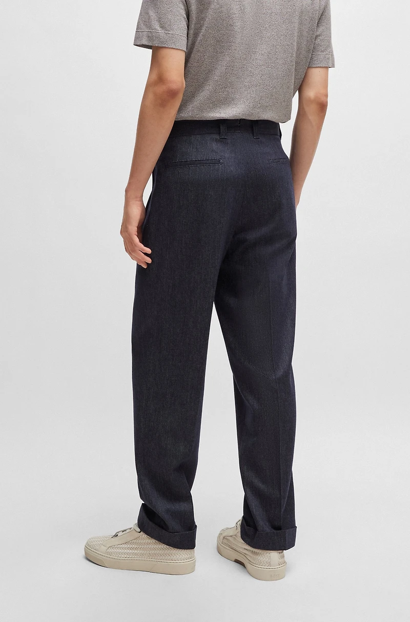 Relaxed-fit trousers denim-effect wool
