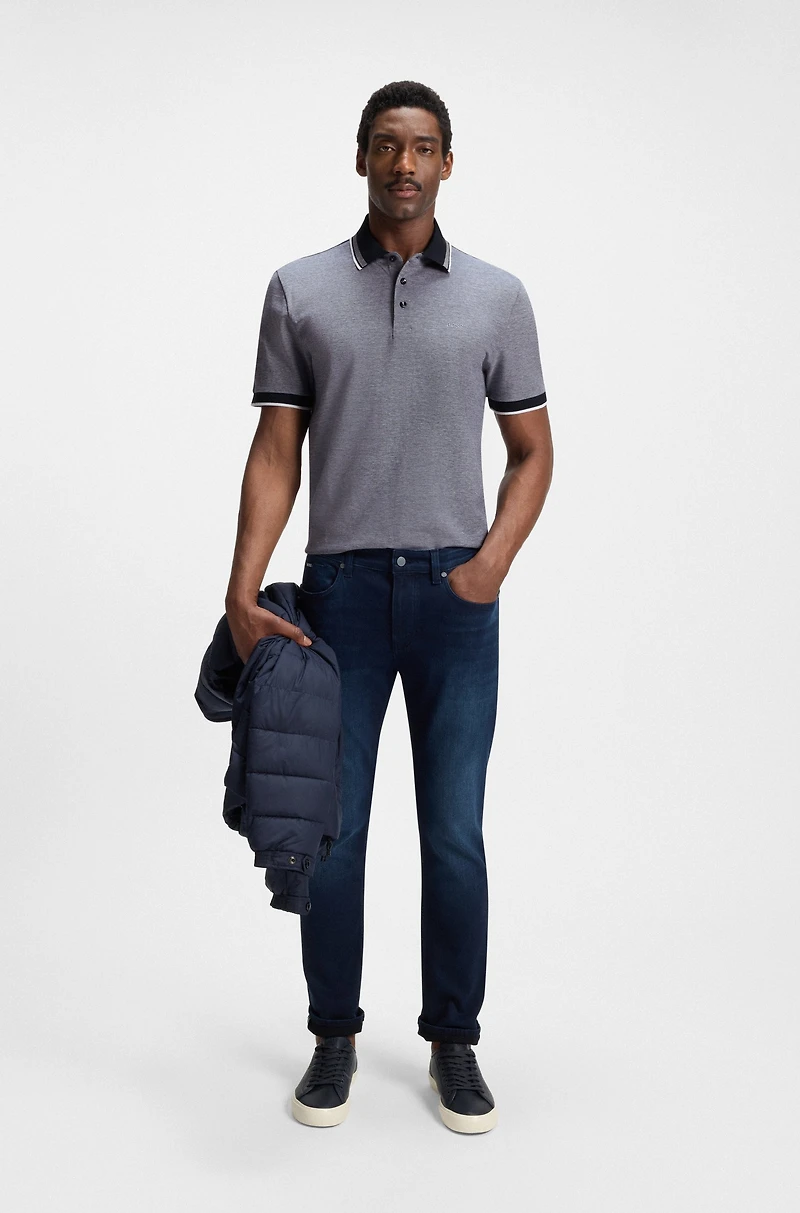 Oxford-cotton-piqué polo shirt with logo detail