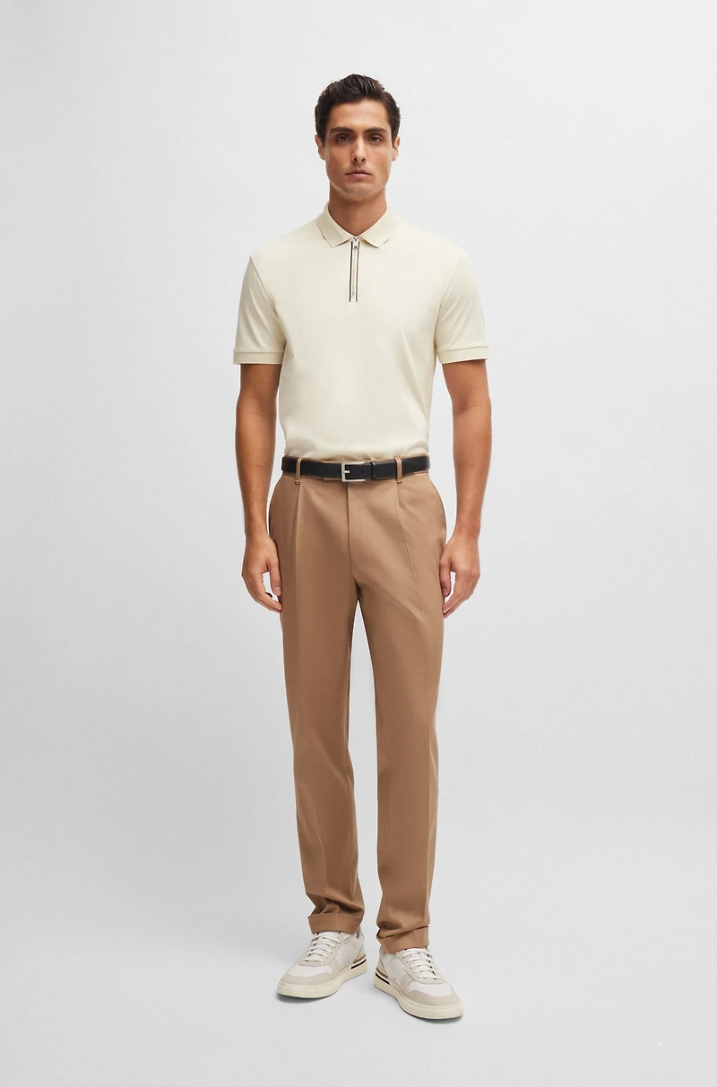 Mercerized-cotton slim-fit polo shirt with zip placket