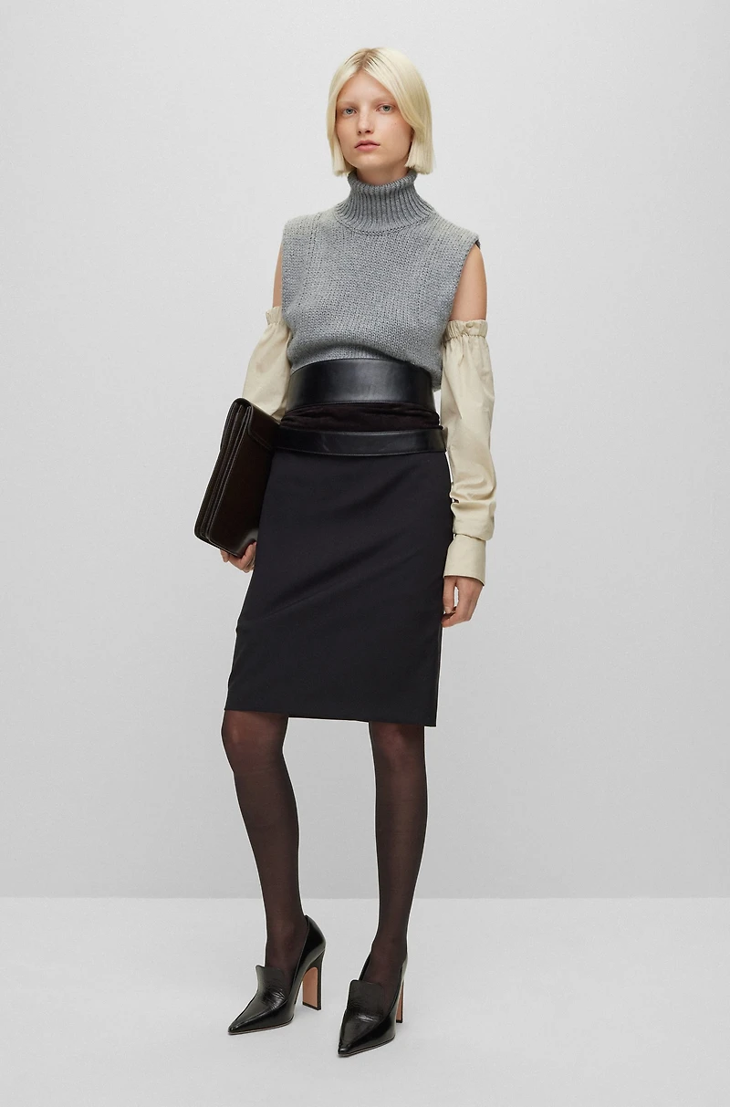 Cotton and wool-blend rollneck sweater vest