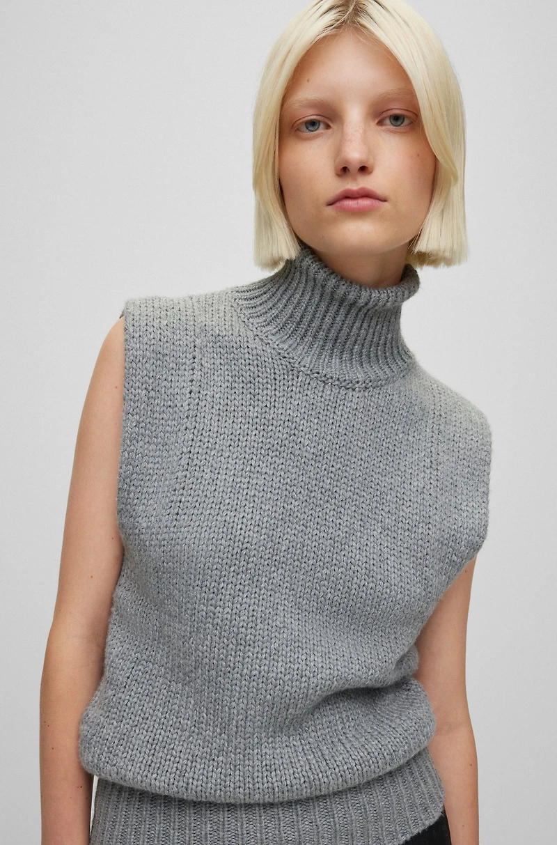 Cotton and wool-blend rollneck sweater vest